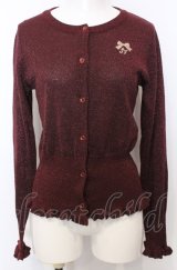 Shirley Temple / リボン刺繍ラメカーディガン M ワイン O-25-07-27-012-ET-TO-OW-ZT0731D