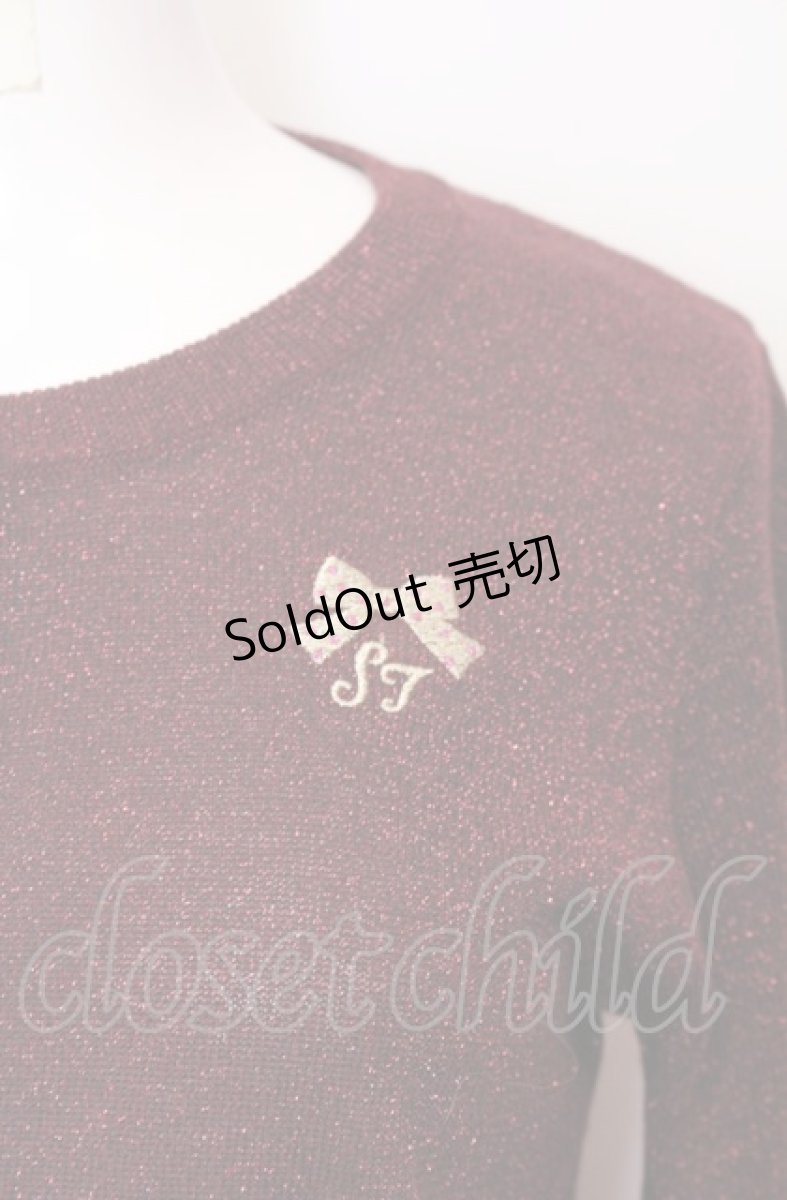 画像2: Shirley Temple / リボン刺繍ラメカーディガン M ワイン O-25-07-27-012-ET-TO-OW-ZT026 (2)