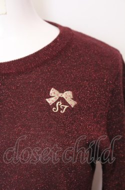 画像2: Shirley Temple / リボン刺繍ラメカーディガン M ワイン O-25-07-27-012-ET-TO-OW-OS
