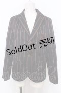 Jane Marple / Regimental stripe blazer jacket M ワイン× O-25-07-27-015-JM-JA-OW-OS