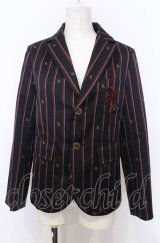 Jane Marple / Regimental stripe blazer jacket M ワイン× O-25-07-27-015-JM-JA-OW-OS