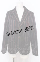 Jane Marple / Regimental stripe blazer jacket M ワイン× O-25-07-27-015-JM-JA-OW-OS