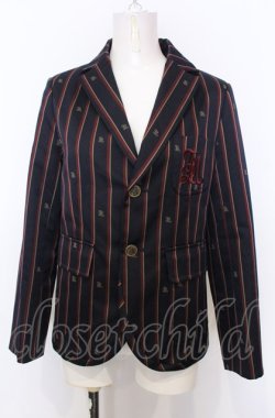 画像1: Jane Marple / Regimental stripe blazer jacket M ワイン× O-25-07-27-015-JM-JA-OW-OS