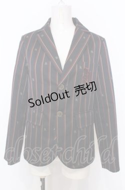 画像1: Jane Marple / Regimental stripe blazer jacket M ワイン× O-25-07-27-015-JM-JA-OW-OS