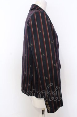 画像3: Jane Marple / Regimental stripe blazer jacket M ワイン× O-25-07-27-015-JM-JA-OW-OS