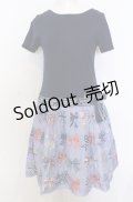 Jane Marple / The 30th Ribbonのトロンプルイユワンピース M ネイビー×ブルーグレイ O-25-07-27-019-JM-OP-OW-OS