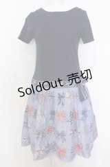 Jane Marple / The 30th Ribbonのトロンプルイユワンピース M ネイビー×ブルーグレイ O-25-07-27-019-JM-OP-OW-OS