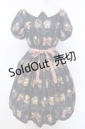 Leur Getter / Spring Garden袖付きワンピース M ネイビー O-25-07-27-024-LU-OP-OW-OS