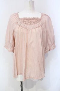 PINK HOUSE / ピコフリルプルブラウス  ピンク O-25-07-28-032-LO-BL-IG-OS