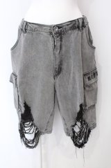 REFLEM / クラッシュデニムハーフパンツ F グレー O-25-07-28-006-PU-PA-OW-OS
