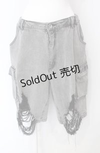 REFLEM / クラッシュデニムハーフパンツ F グレー O-25-07-28-006-PU-PA-OW-OS