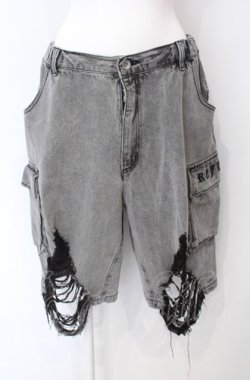 画像1: REFLEM / クラッシュデニムハーフパンツ F グレー O-25-07-28-006-PU-PA-OW-OS