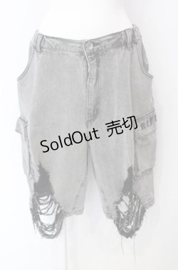 画像1: REFLEM / クラッシュデニムハーフパンツ F グレー O-25-07-28-006-PU-PA-OW-OS