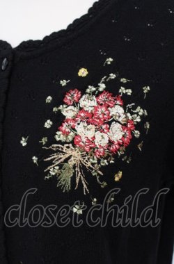 画像2: PINK HOUSE / シロツメ草とレンゲ草刺繍入りカーディガン  クロ O-25-07-28-038-LO-TO-IG-OS