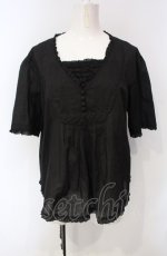 画像1: PINK HOUSE / 三角ネックプルブラウス  クロ O-25-07-28-041-LO-BL-IG-ZT210 (1)