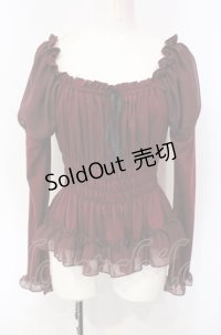 Sheglit / ゴムシャーリングカットソー  ワイン O-25-07-28-045-EL-TO-IG-OS
