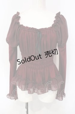 画像1: Sheglit / ゴムシャーリングカットソー  ワイン O-25-07-28-045-EL-TO-IG-OS
