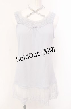 画像1: axes femme / 裾レースホルター付きタンクトップ M サックス O-25-07-28-052-AX-TO-OW-OS