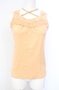 axes femme / ビジューホルター付きタンクトップ M オレンジ O-25-07-28-057-AX-TO-OW-OS