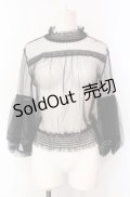 axes femme POETIQUE / パフ袖チュールブラウス  クロ O-25-07-28-060-AX-TO-OW-OS