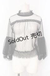 axes femme POETIQUE / パフ袖チュールブラウス  クロ O-25-07-28-060-AX-TO-OW-OS