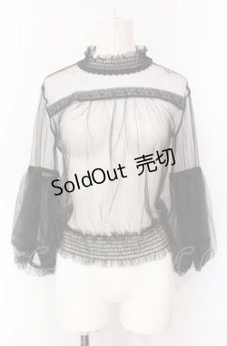 画像1: axes femme POETIQUE / パフ袖チュールブラウス  クロ O-25-07-28-060-AX-TO-OW-OS