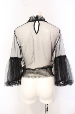 画像2: axes femme POETIQUE / パフ袖チュールブラウス  クロ O-25-07-28-060-AX-TO-OW-OS