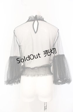 画像2: axes femme POETIQUE / パフ袖チュールブラウス  クロ O-25-07-28-060-AX-TO-OW-OS