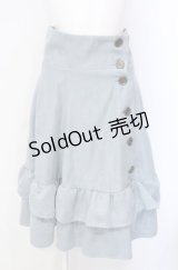 mon lily / ボタン配色フリルスカート M ブルー O-25-07-28-061-LO-SK-OW-OS