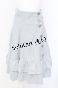 mon lily / ボタン配色フリルスカート M ブルー O-25-07-28-061-LO-SK-OW-OS