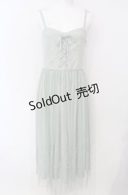 画像1: F&A / レースアップチュールキャミワンピース  グリーン O-25-07-28-067-LO-OP-IG-ZT159