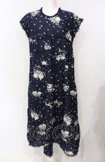 画像1: KANEKO ISAO / ローズシルエットノースリーブ段々ワンピース  ネイビー O-25-07-28-077-EL-OP-IG-ZT057 (1)
