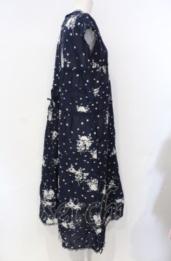 画像2: KANEKO ISAO / ローズシルエットノースリーブ段々ワンピース  ネイビー O-25-07-28-077-EL-OP-IG-OS
