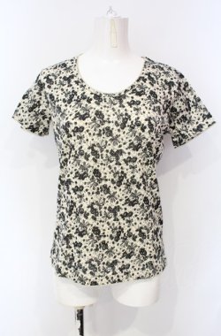 画像1: KANEKO ISAO / ローズブーケリボンプリントTシャツ  生成り O-25-07-28-081-EL-TS-IG-OS