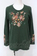 KETTY / ローズ刺繍カットソー  グリーン O-25-07-28-083-EL-TO-IG-OS