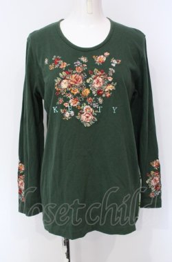 画像1: KETTY / ローズ刺繍カットソー  グリーン O-25-07-28-083-EL-TO-IG-OS