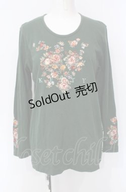 画像1: KETTY / ローズ刺繍カットソー  グリーン O-25-07-28-083-EL-TO-IG-OS