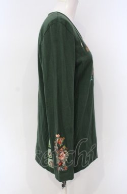 画像2: KETTY / ローズ刺繍カットソー  グリーン O-25-07-28-083-EL-TO-IG-OS