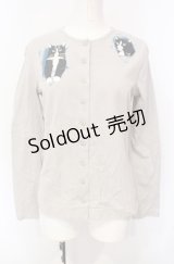 powder / 猫プリントカットカーディガン  グレー O-25-07-28-086-LO-TO-IG-OS