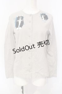 powder / 猫プリントカットカーディガン  グレー O-25-07-28-086-LO-TO-IG-OS