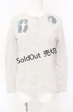 画像1: powder / 猫プリントカットカーディガン  グレー O-25-07-28-086-LO-TO-IG-OS