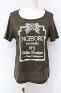 INGEBORG / リボンカメリアTシャツ L カーキグリーン O-25-07-28-091-LO-TO-OW-OS