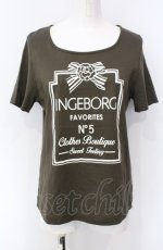 画像1: INGEBORG / リボンカメリアTシャツ L カーキグリーン O-25-07-28-091-LO-TO-OW-ZT210 (1)