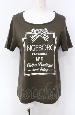 画像1: INGEBORG / リボンカメリアTシャツ L カーキグリーン O-25-07-28-091-LO-TO-OW-OS