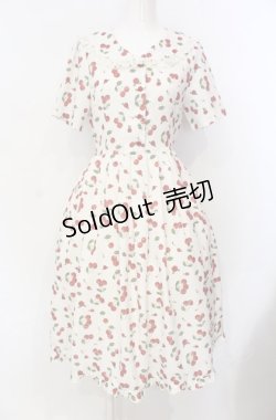 画像1: axes femme / チェリーローズ柄セーラーワンピース F キナリ O-25-07-28-021-AX-OP-OW-OS