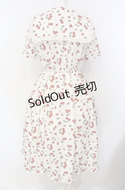 画像4: axes femme / チェリーローズ柄セーラーワンピース F キナリ O-25-07-28-021-AX-OP-OW-OS