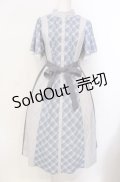 axes femme / チェック切替パッチワークワンピース F サックス O-25-07-28-022-AX-OP-OW-OS