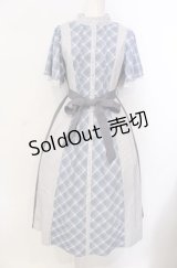 axes femme / チェック切替パッチワークワンピース F サックス O-25-07-28-022-AX-OP-OW-OS