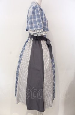 画像2: axes femme / チェック切替パッチワークワンピース F サックス O-25-07-28-022-AX-OP-OW-OS