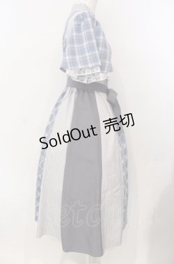 画像2: axes femme / チェック切替パッチワークワンピース F サックス O-25-07-28-022-AX-OP-OW-OS